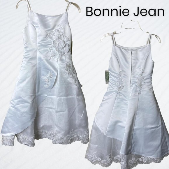Bonnie Jean Other - Bonnie Jean Girl's White Asymmetrical Embroidered Lace Formal Dress size 8